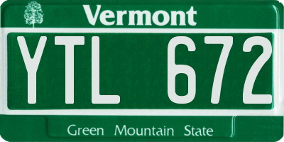 VT license plate YTL672