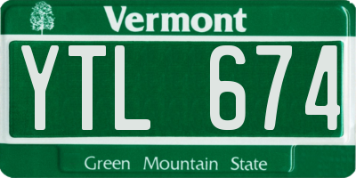 VT license plate YTL674