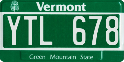 VT license plate YTL678