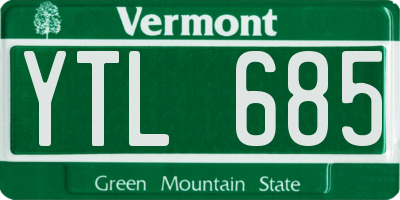 VT license plate YTL685