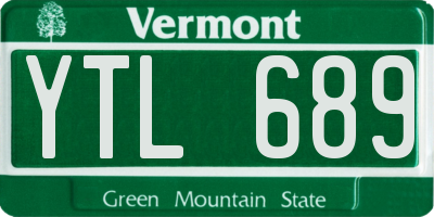 VT license plate YTL689