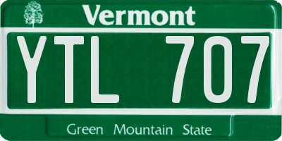 VT license plate YTL707