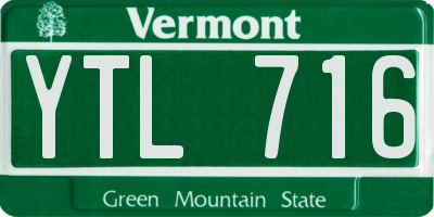 VT license plate YTL716