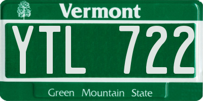 VT license plate YTL722