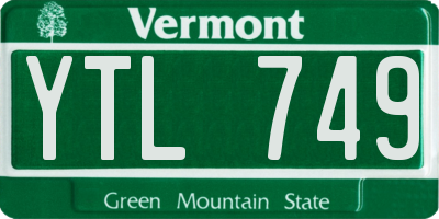 VT license plate YTL749