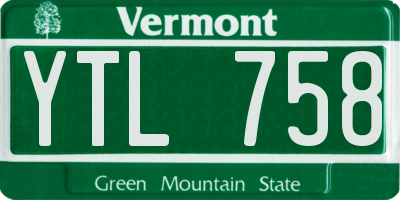 VT license plate YTL758