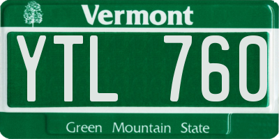 VT license plate YTL760