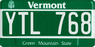 VT license plate YTL768