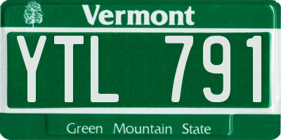 VT license plate YTL791