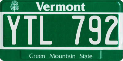 VT license plate YTL792