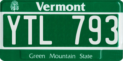 VT license plate YTL793