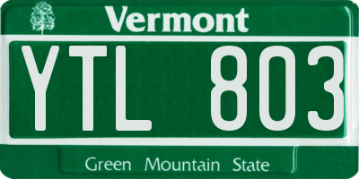 VT license plate YTL803