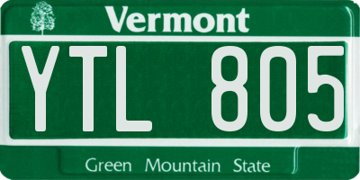 VT license plate YTL805