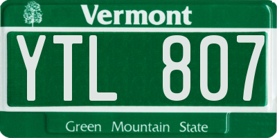 VT license plate YTL807