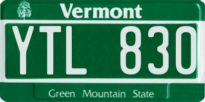 VT license plate YTL830