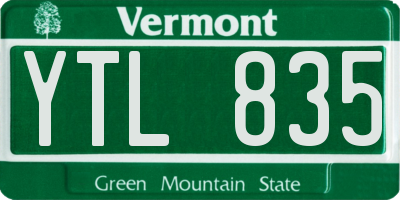 VT license plate YTL835