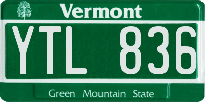 VT license plate YTL836