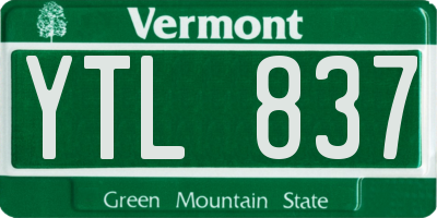 VT license plate YTL837