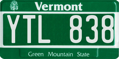 VT license plate YTL838