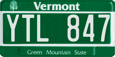 VT license plate YTL847