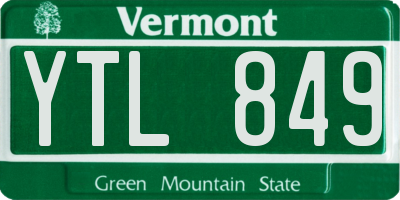 VT license plate YTL849