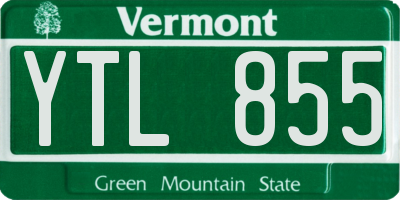 VT license plate YTL855