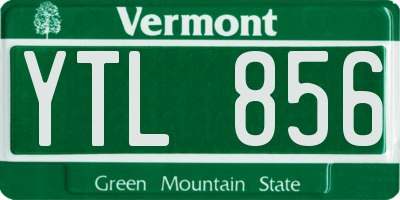 VT license plate YTL856