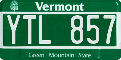 VT license plate YTL857