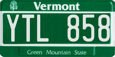 VT license plate YTL858