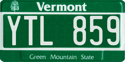 VT license plate YTL859