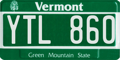VT license plate YTL860