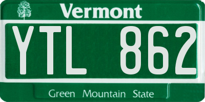 VT license plate YTL862