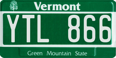 VT license plate YTL866