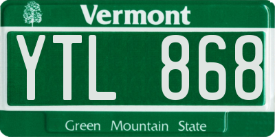 VT license plate YTL868