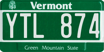 VT license plate YTL874
