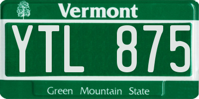 VT license plate YTL875