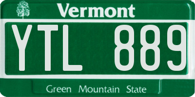 VT license plate YTL889