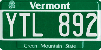 VT license plate YTL892