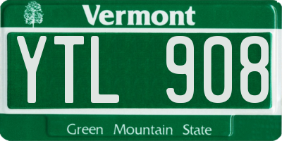 VT license plate YTL908