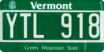 VT license plate YTL918