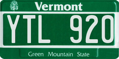 VT license plate YTL920