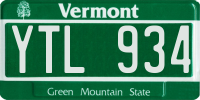 VT license plate YTL934