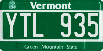 VT license plate YTL935