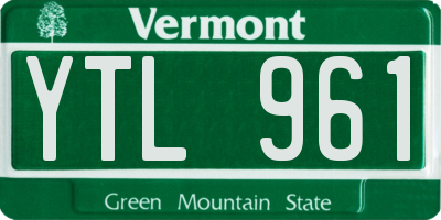 VT license plate YTL961