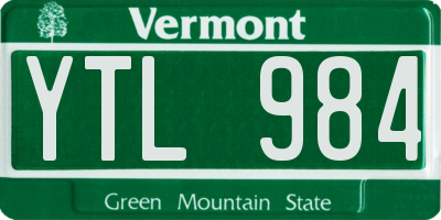 VT license plate YTL984
