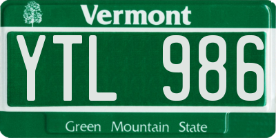 VT license plate YTL986