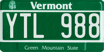 VT license plate YTL988