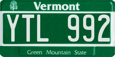 VT license plate YTL992