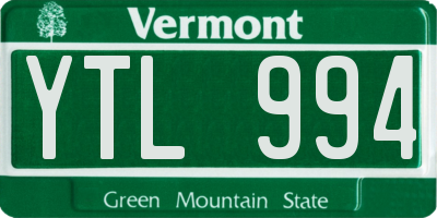 VT license plate YTL994