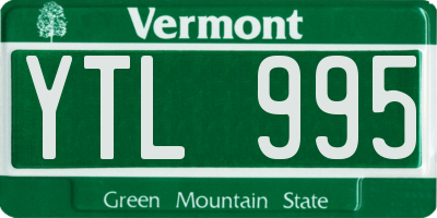 VT license plate YTL995